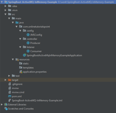 Spring Boot Apache ActiveMq In Memory Example | Spring JmsTemplate